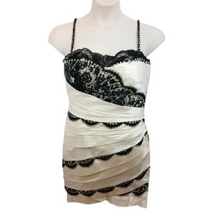 MUSANI GOLD EMBELLISHED BLACK LACE DRESS